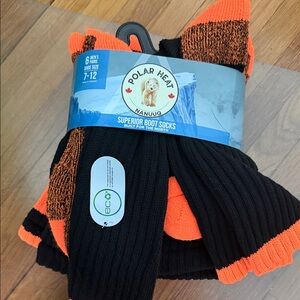 Men's Black and Orange Boot Socks